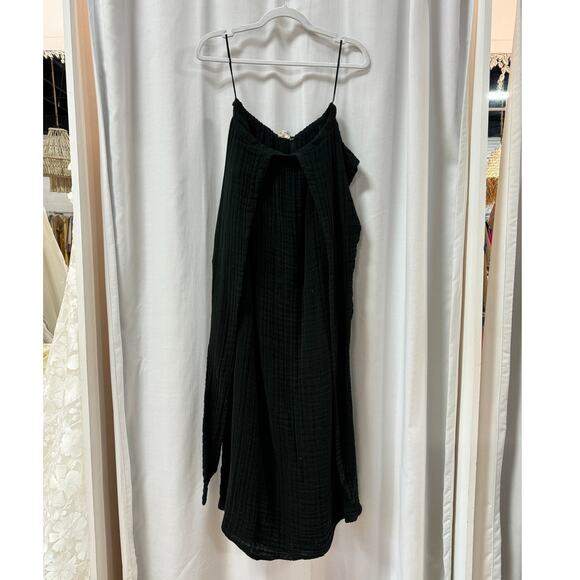 NWT Elan Gauze Sleeveless Halter Neck Midi Dress Charcoal Black Women's Size M - Picture 3 of 11